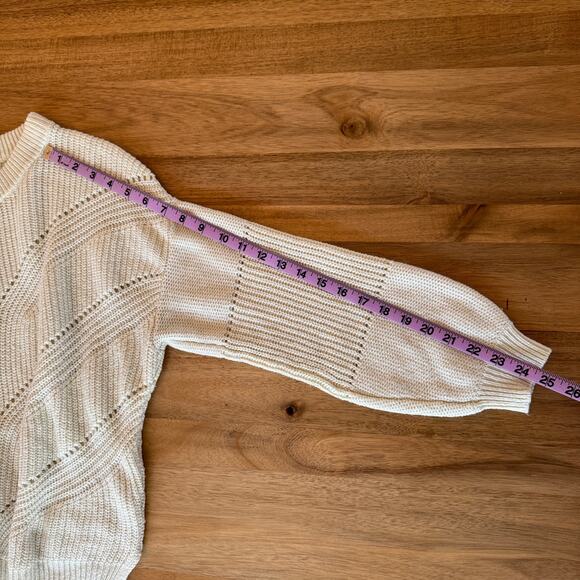 Marine Layer Olivia Crewneck Sweater in Cream White Medium Pointelle Knit - Picture 12 of 15